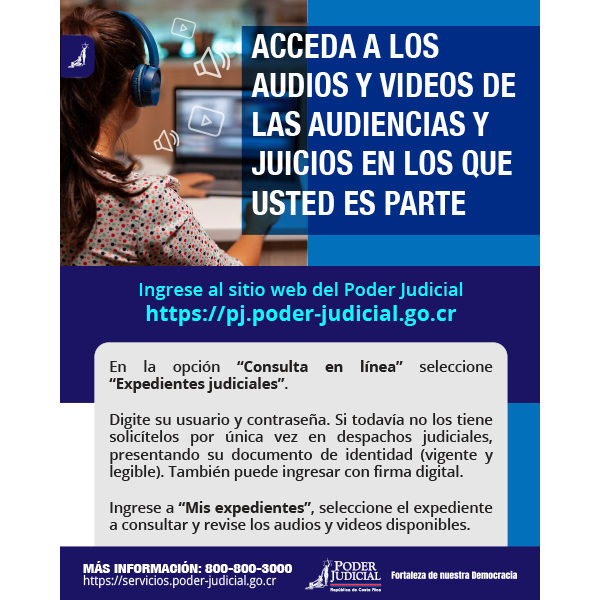 Infografía: acceda a los audios y videos de las audiencias y juicios en los que usted es parte