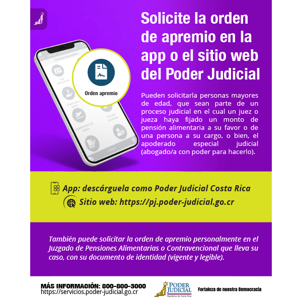 Infografía: Solicite la orden de apremio en la app o página web del Poder Judicial
