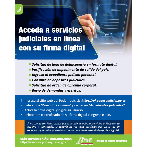 Infografía: Acceda a servicios judiciales en línea con su firma digital