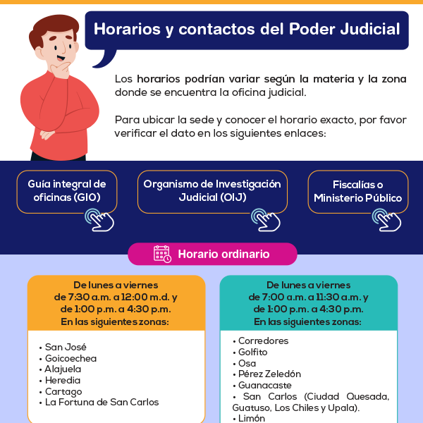 Afiche: Horarios y contactos del Poder Judicial
