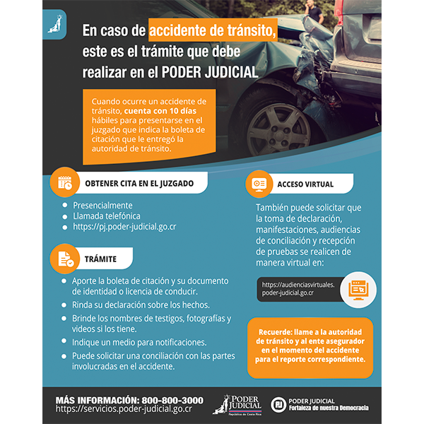 Infografía ¿Qué trámite debo hacer en el Poder Judicial, luego de un accidente de tránsito?