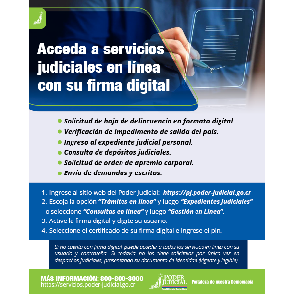 Infografía: Acceda a servicios judiciales en línea con su firma digital