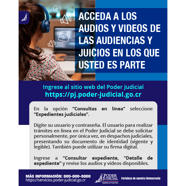 Infografía: acceda a los audios y videos de las audiencias y juicios en los que usted es parte