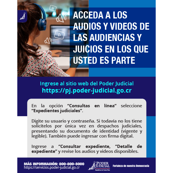 Infografía: acceda a los audios y videos de las audiencias y juicios en los que usted es parte