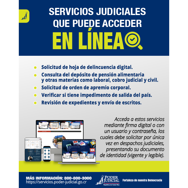 Infografía: servicios judiciales que puede acceder en línea