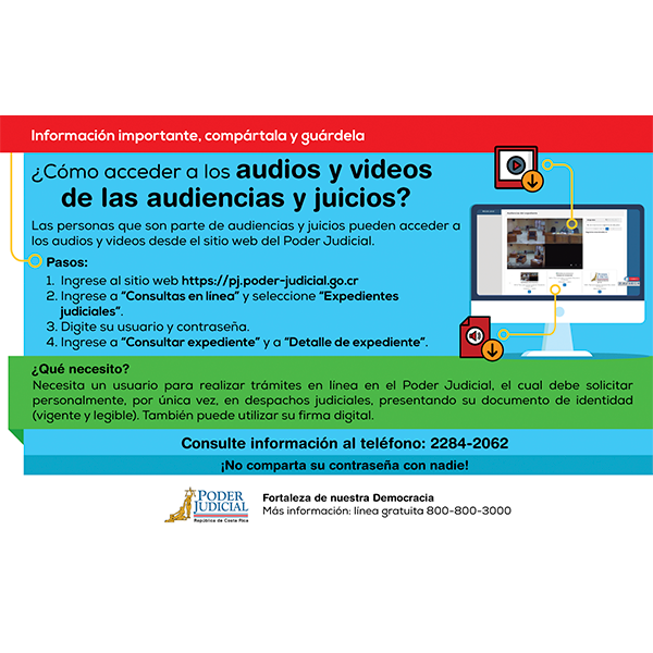 Volante: audios y videos de audiencias y juicios