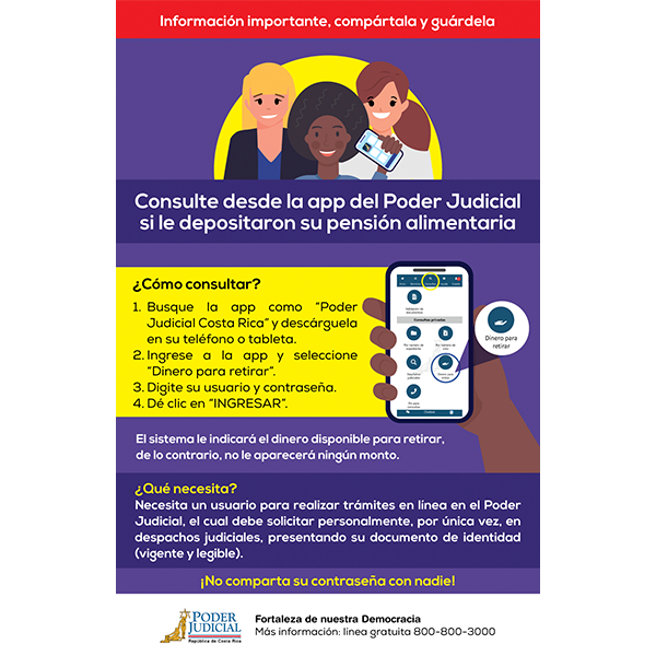 Volante: consulta del depósito de pensión alimentaria por app.