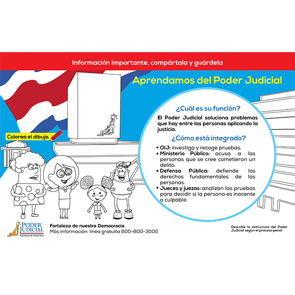 Volante Poder Judicial para niños y niñas -Describe la estructura del Poder Judicial según el proceso penal-