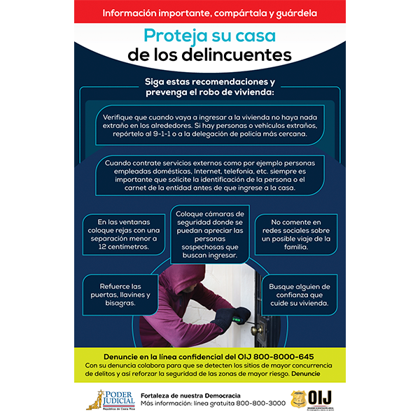 Volante: Recomendaciones para prevenir el robo de vivienda