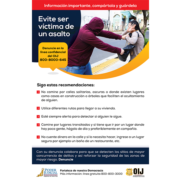 Volante: Evite ser víctima de un asalto