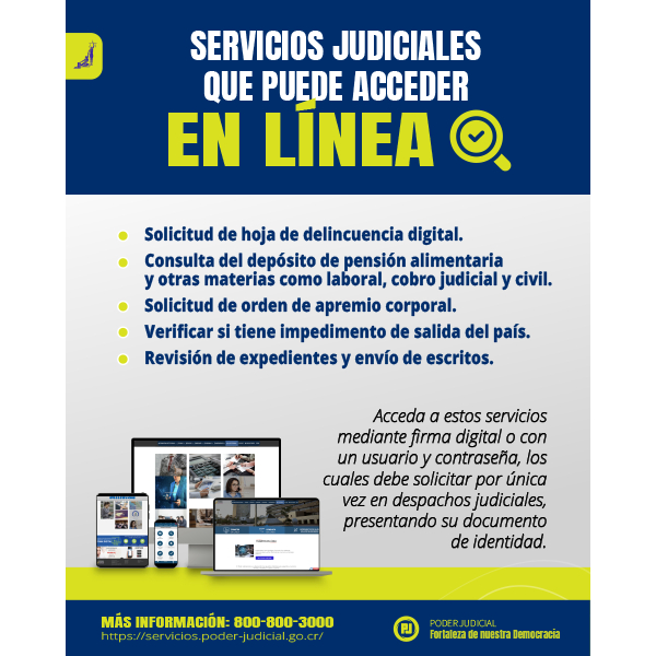 Infografía: servicios judiciales que puede acceder en línea