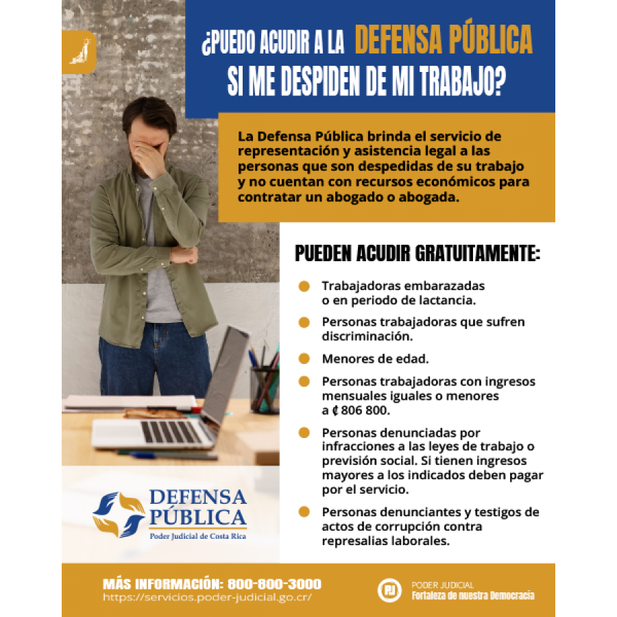 Infografía: ¿Puedo acudir a la Defensa Pública si me despiden de mi trabajo?