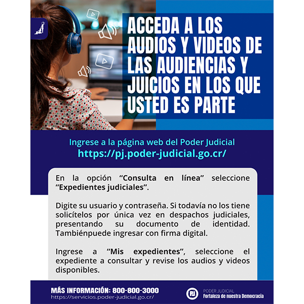 Infografía: acceda a los audios y videos de las audiencias y juicios en los que usted es parte